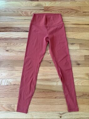 High-Waist Lululemon Wunder Under Dusty Rose/Rust Leggings